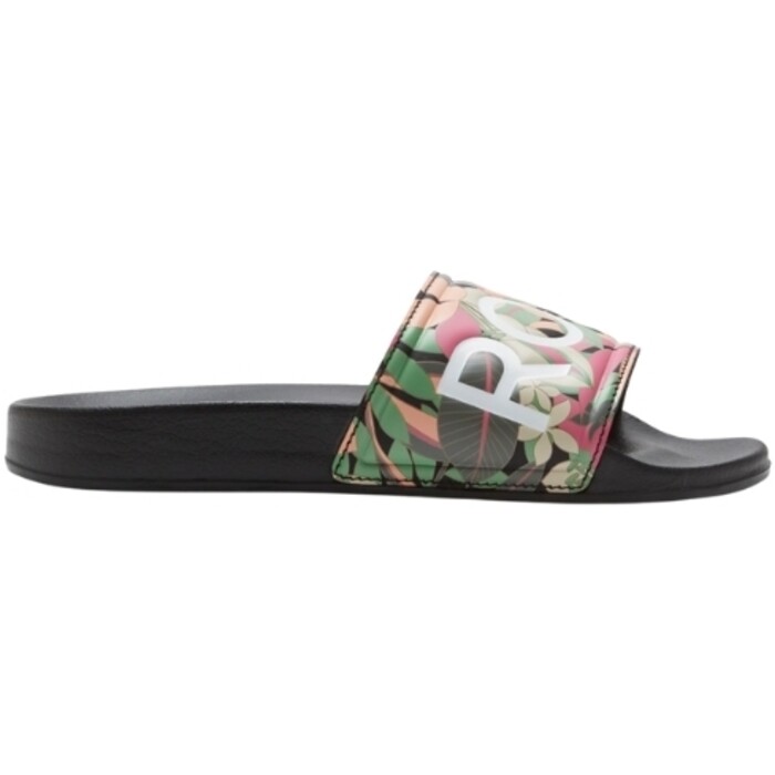 2024 Roxy Slippy Slider-sandaler Til Kvinder ARJL100679 - Black / Pink / Soft Lime